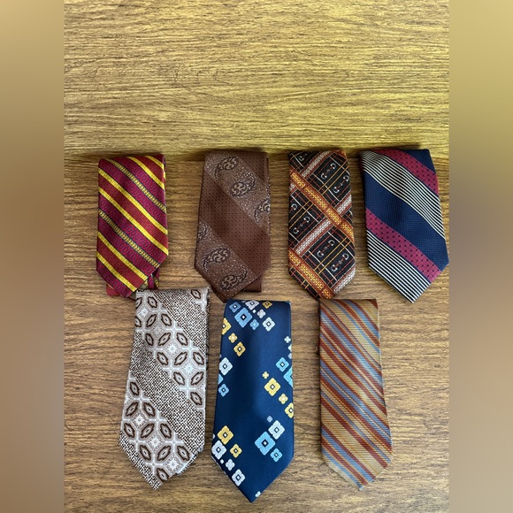 Lot 7 Vintage Retro‎ Mod Wide Ties 60s 70s Mad Men Pierre Cardin & Count Barini